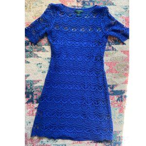 Fitted knit lace blue Ralph Lauren dress